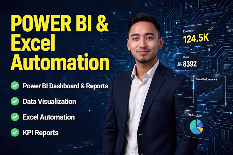 Cover image for Power Bi Dashboard Design , Excel Automation