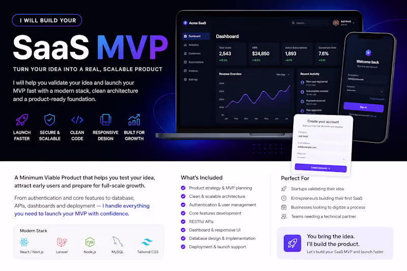 Cover image for I will build your SaaS MVP