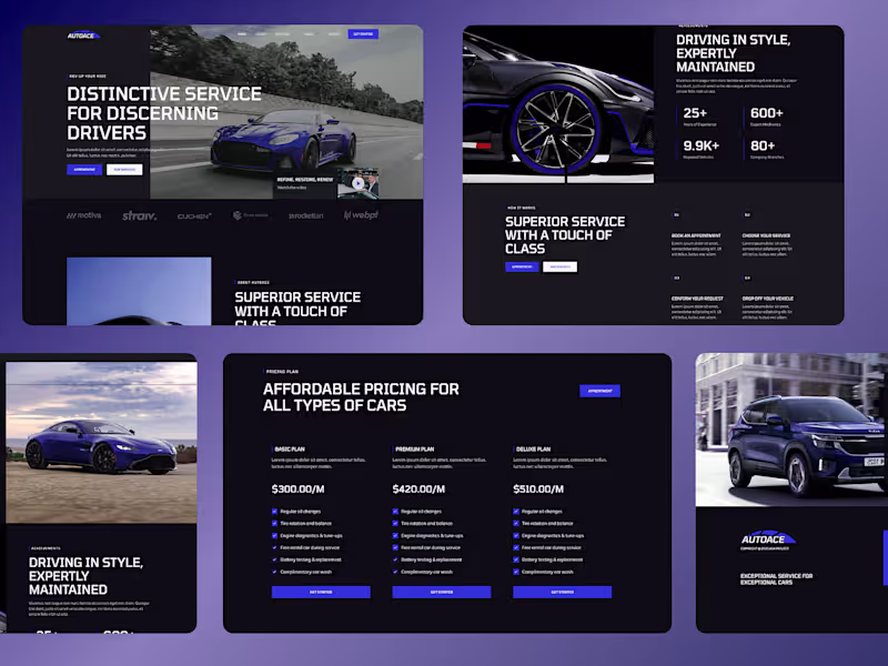 Cover image for Modern Car repair Service website design UI UX design Car Dealer