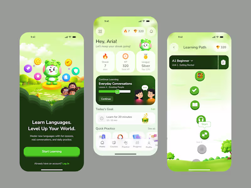 Cover image for Gamified Language Learning App UI/UX