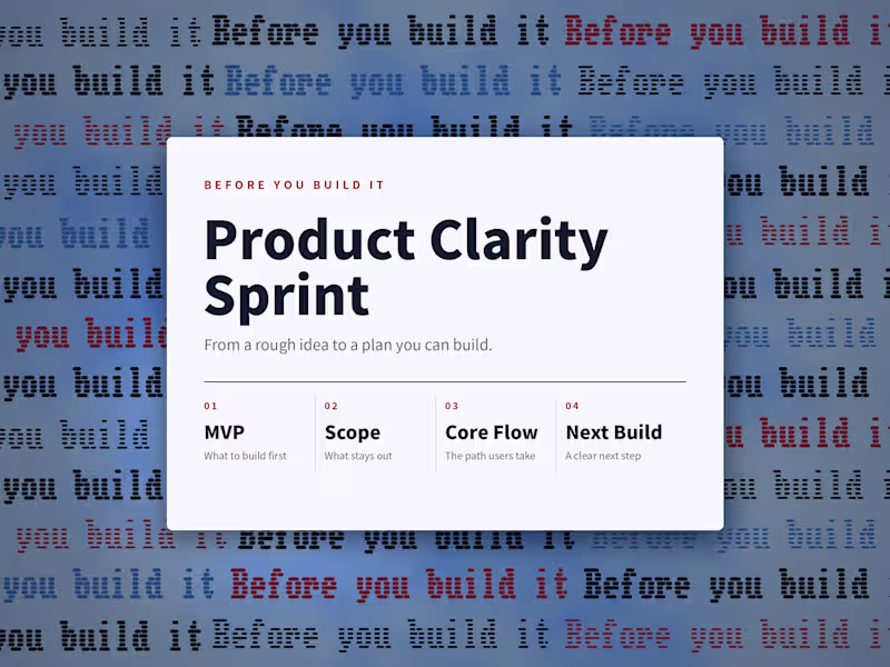 Cover image for Product Clarity Sprint — Scope, Core Flow & Next Build