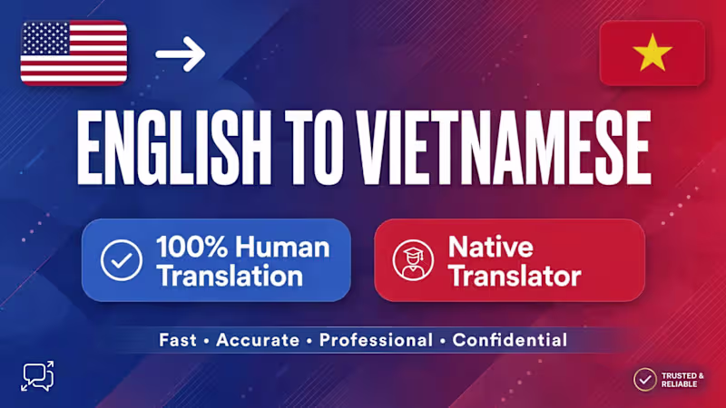 Cover image for Professional English to Vietnamese translation