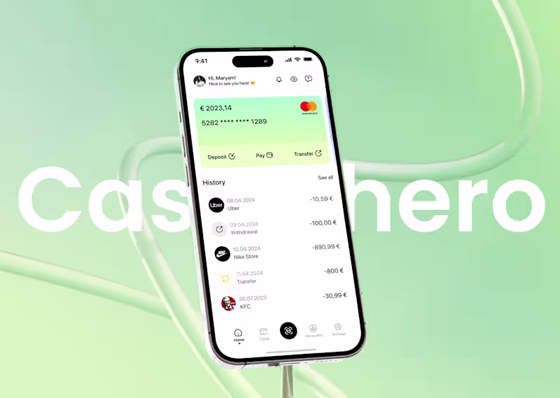 Cover image for Cashero - FinTech App Design