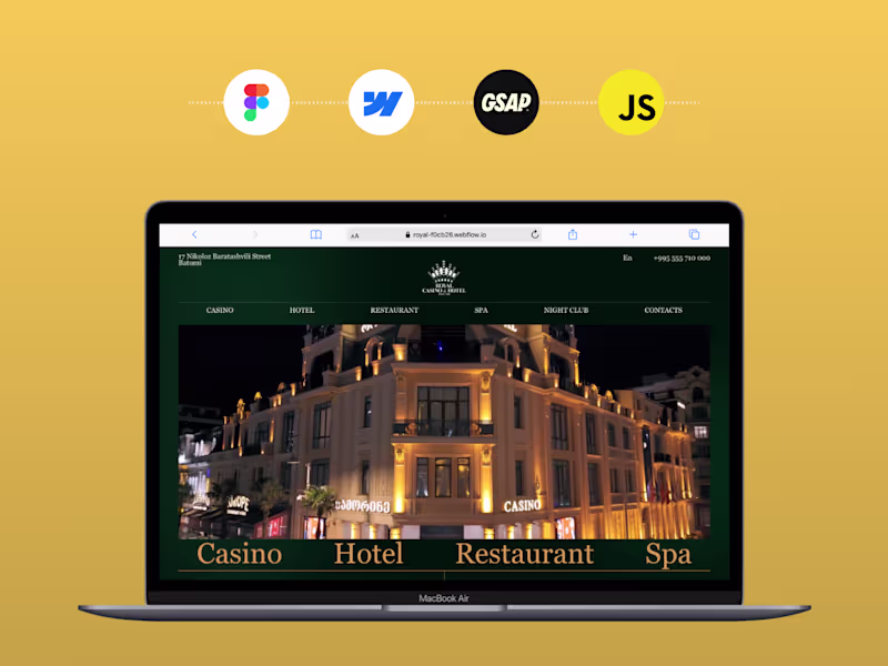 Cover image for Royal Casino & Hotel — design and Webflow build