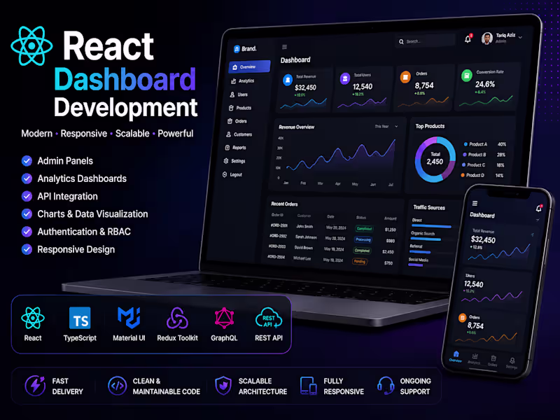 Cover image for Build a React Dashboard & Admin Panel