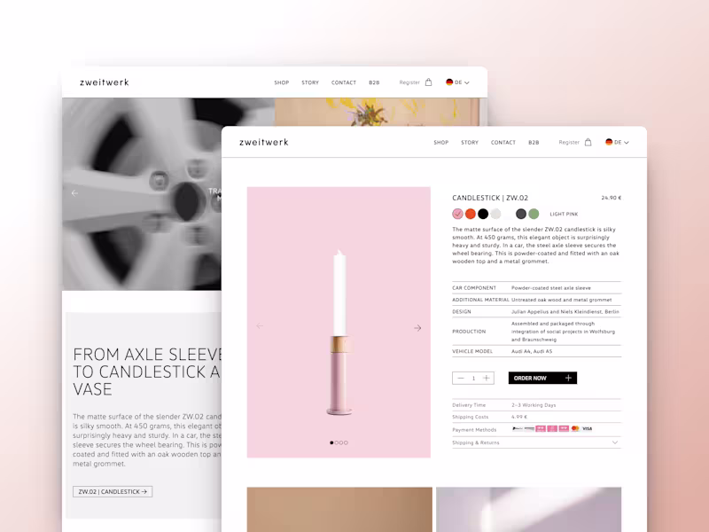 Cover image for Zweitwerk Shop | Developed Custom Coded Store on Shopify