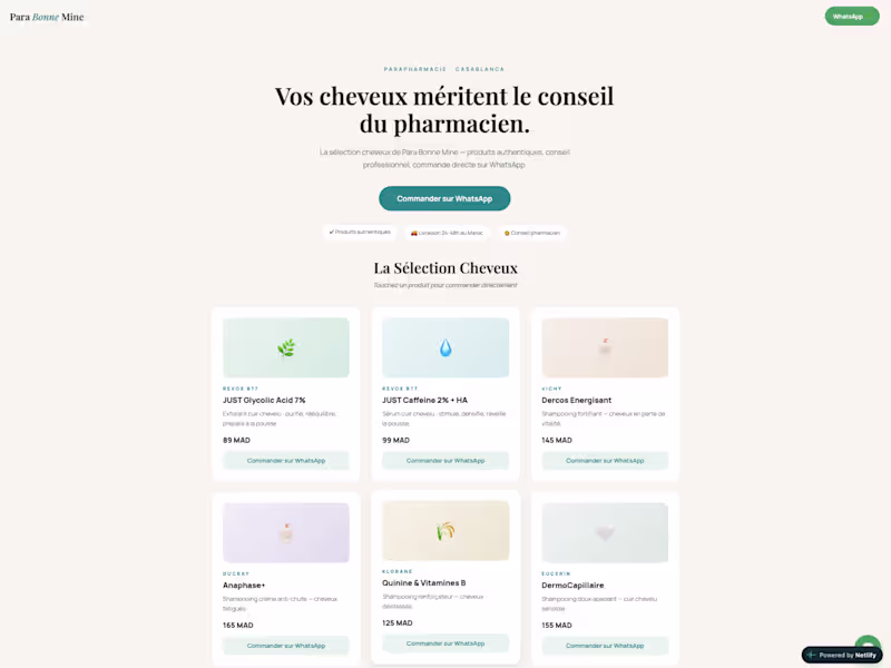 Cover image for Parapharmacy Commerce Micro-Page
A Casablanca parapharmacy