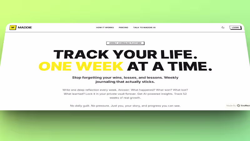 Cover image for MADDIE - Weekly Journaling Platform Daily journaling fails 9...