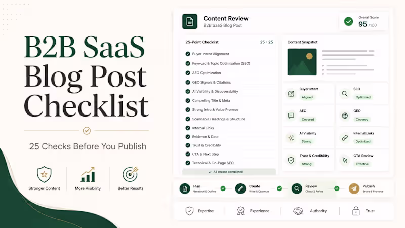Cover image for B2B SaaS Blog Post Checklist: 25 Pre-Publish Checks