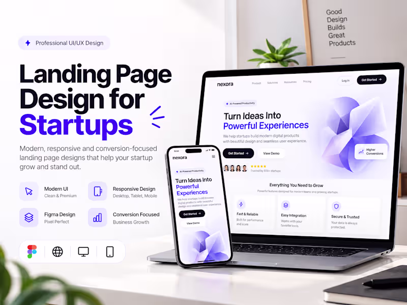 Cover image for Figma Landing Page Design for Startups