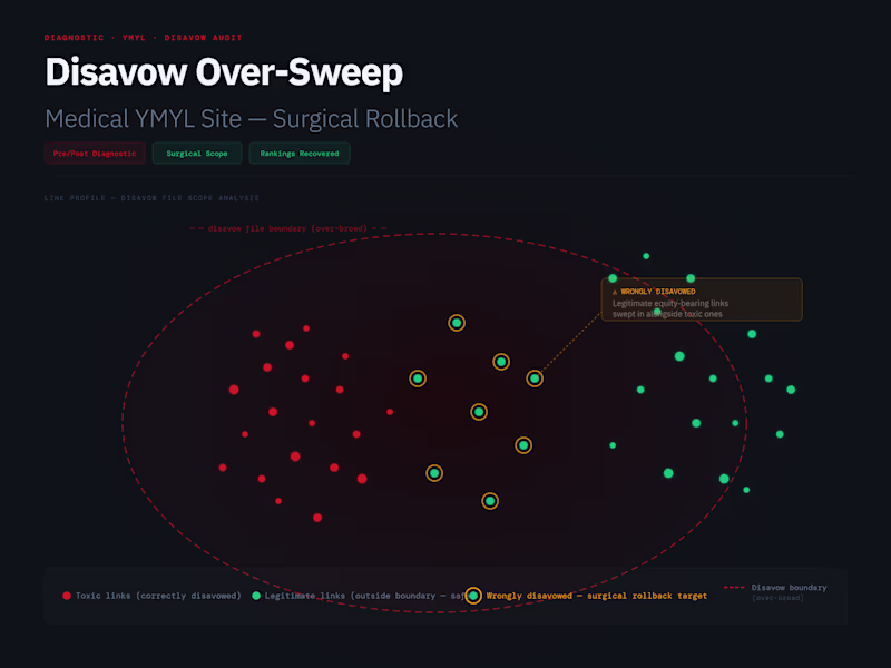 Cover image for Disavow Over-Sweep on a Medical YMYL Site — Surgical Rollback