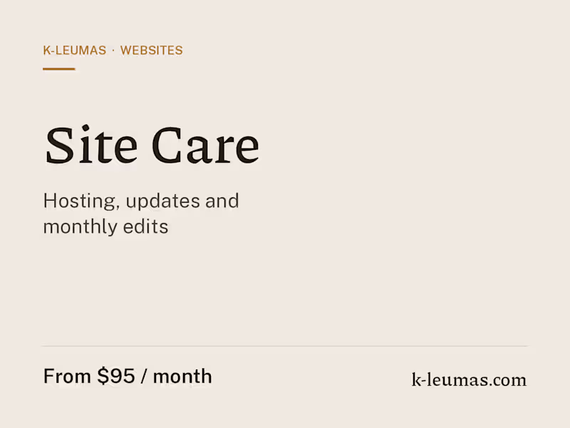Cover image for Site Care: hosting, updates and monthly edits