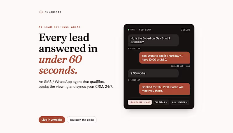 Cover image for AI Lead-Response Agent for SMS & WhatsApp