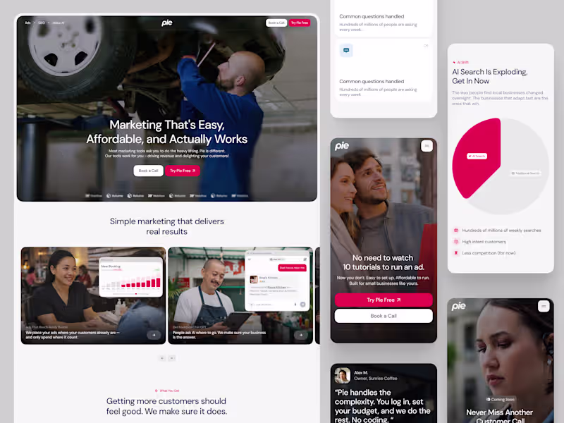 Cover image for Pie — Framer website for an AI marketing platform