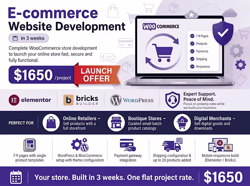 Cover image for WordPress E-commerce Website Development | Launch Offer – $1,650