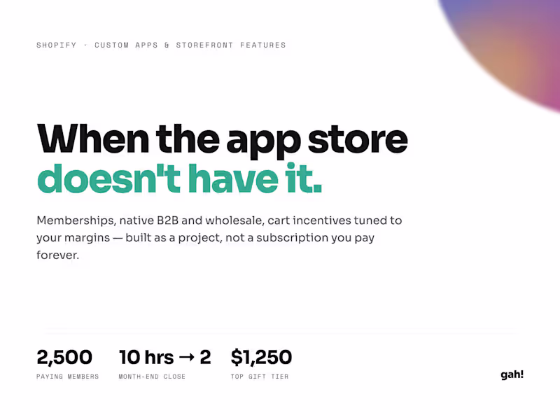Cover image for Custom Shopify Apps: Memberships, B2B, AOV Features