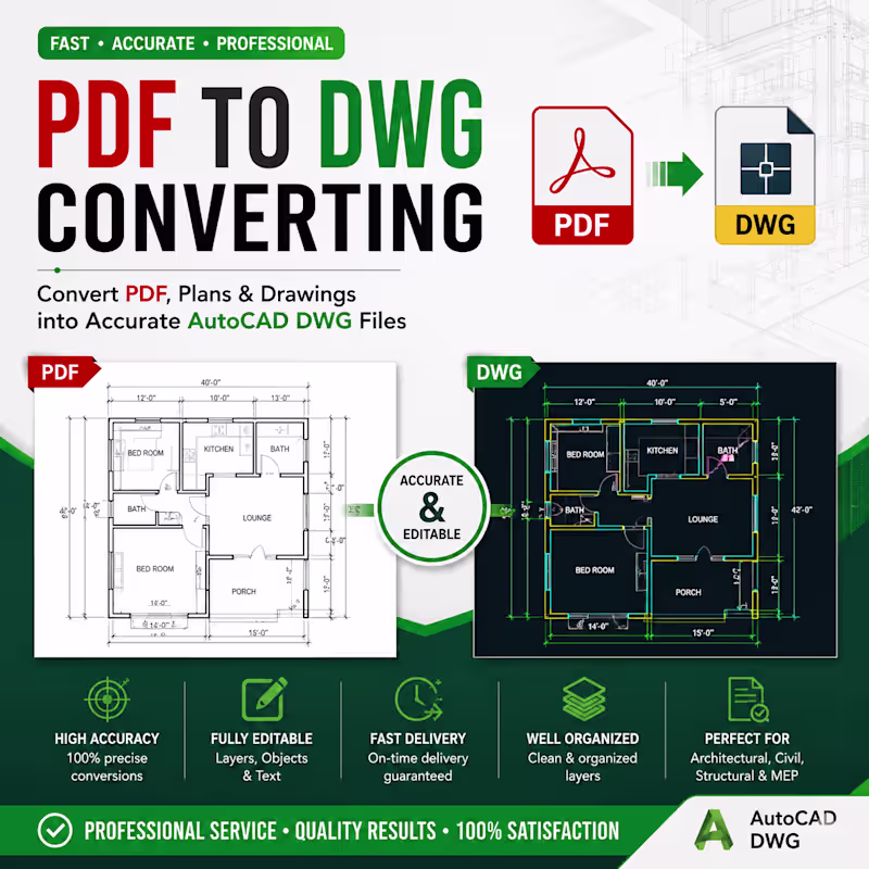 Cover image for convert architectural house plans, pdfs, and images into autocad