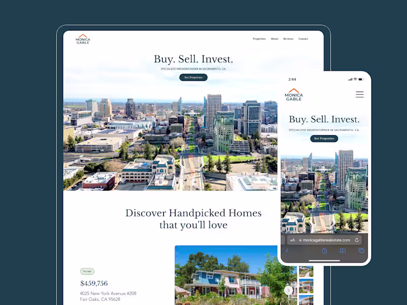 Cover image for Broker / Real Estate Website Design for Monica G.