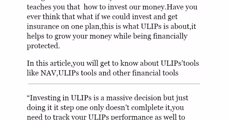 Cover image for In this article,you will get to know about ULIPs’tools like NAV…