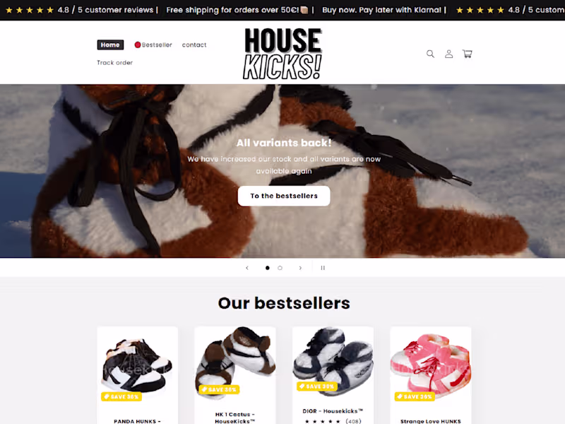 Cover image for Housekicks: Shopify Website Redesign For German Footwear Brand
