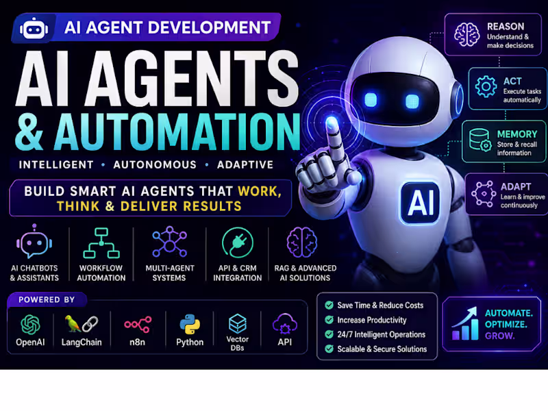 Cover image for AI Agent Development & Intelligent Workflow Automation