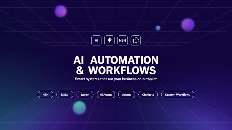 Cover image for AI Automation & Workflow Setup | n8n · Make · Zapier