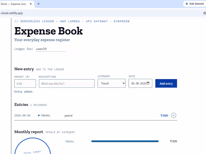 Cover image for Serverless Expense Tracker Development