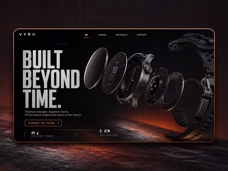 Cover image for VYRA — Smartwatch Landing Page
🚀