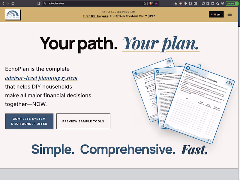 Cover image for EchoPlan — Brand & Product System Build
