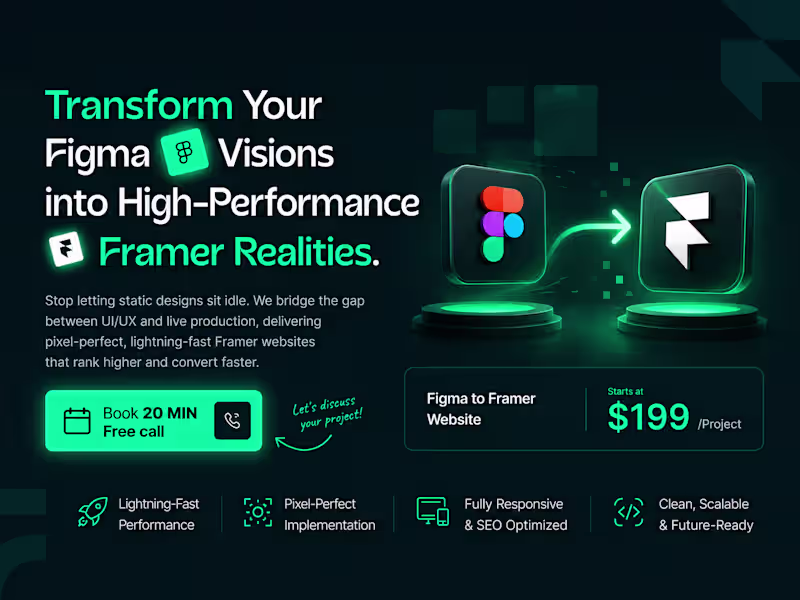 Cover image for Figma To Framer Development | Pixel-Perfect, Responsive 