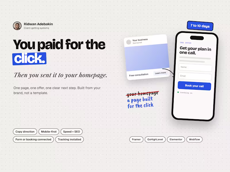 Cover image for High-Converting Landing Page in Framer, GoHighLevel or Elementor