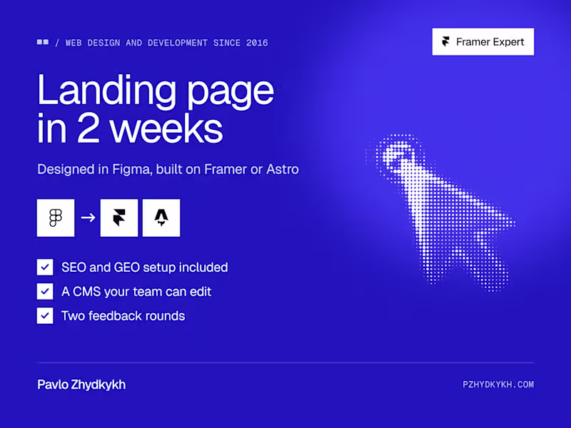 Cover image for Framer Landing Page: Design and Development in 2 Weeks