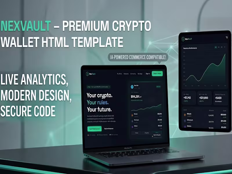 Cover image for Dark-mode fintech HTML template with