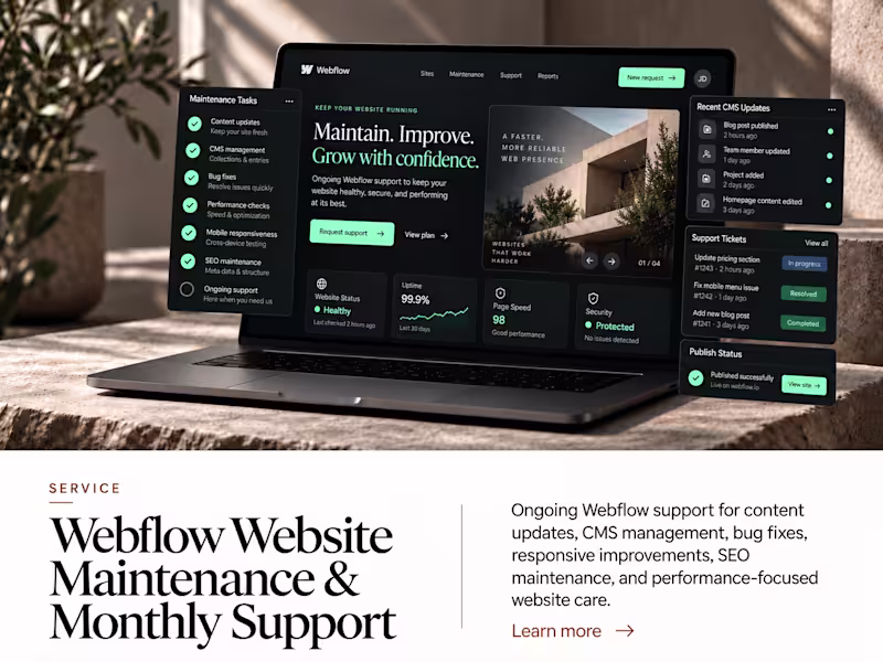 Cover image for Webflow Website Maintenance & Monthly Support