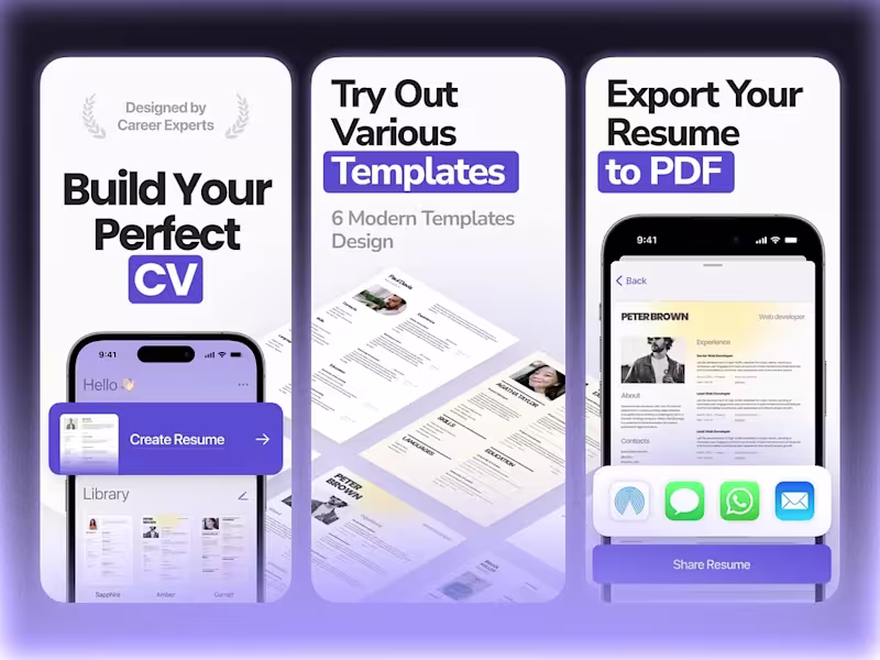Cover image for Screenshots Design for CV Builder App