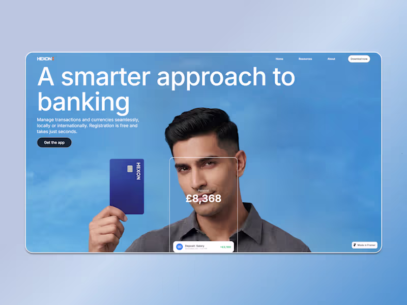 Cover image for Hexon Banking: 3D SaaS Website (Design + Framer Development)