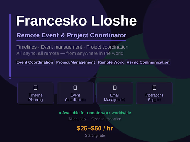 Cover image for Remote Event & Project Coordination