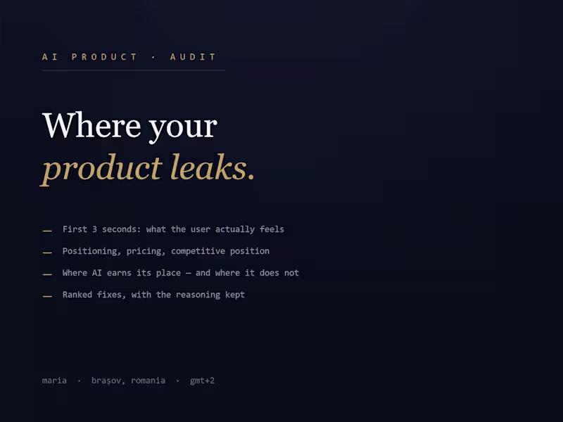 Cover image for AI Product Audit — positioning, UX and AI strategy