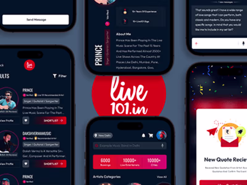 Cover image for Live 101 : Book Live Entertainers Online on Behance