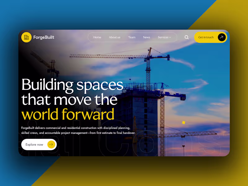 Cover image for ForgeBuilt · Construction & Contractor Template