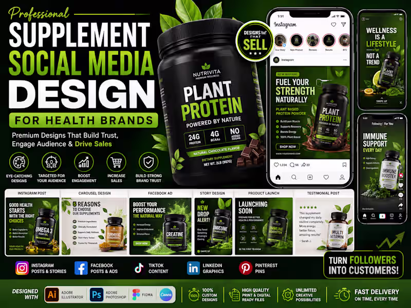 Cover image for Professional Supplement Social Media Design for Health Brands