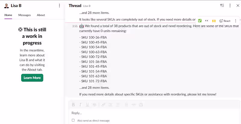 Cover image for Amazon FBA AI Assistant - Slack Purpose Self-hosted AI assis...