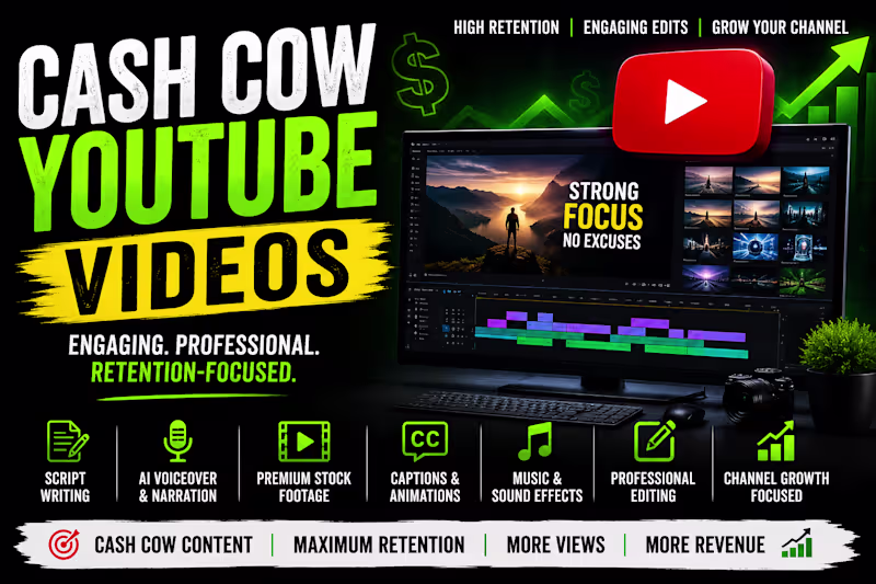 Cover image for Cash Cow YouTube Video Creation & Editing