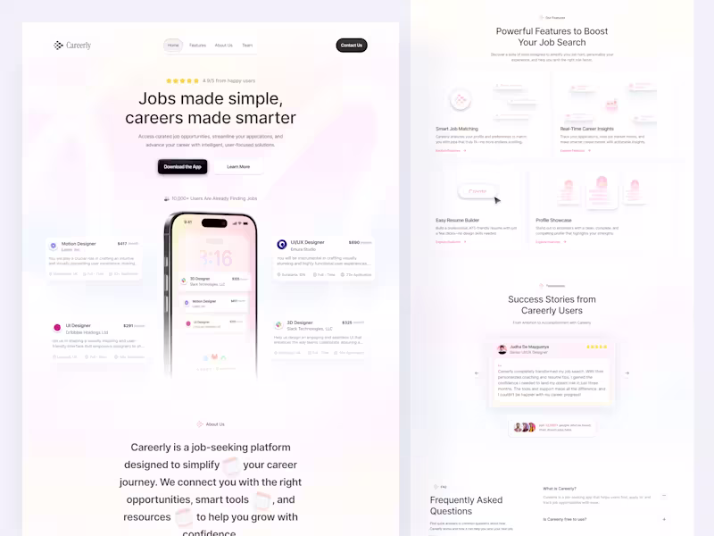Cover image for Careerly Landing Page Design