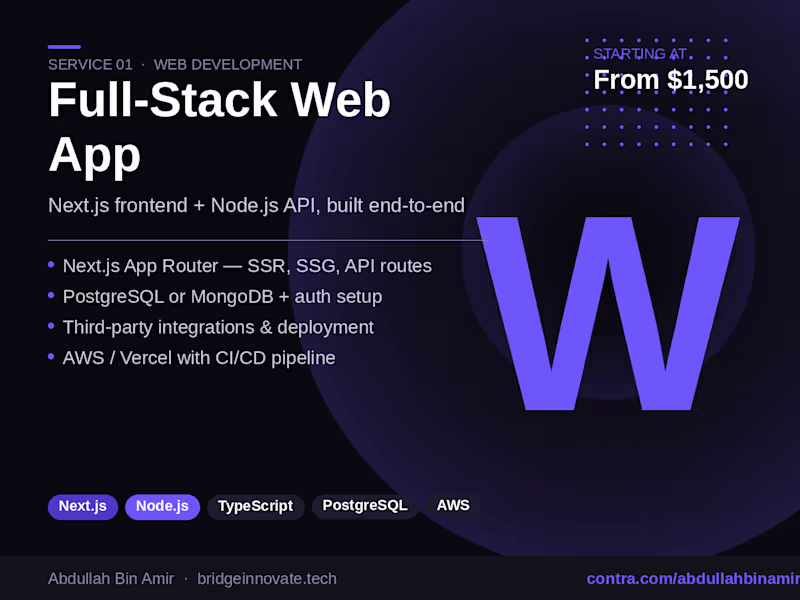 Cover image for Full-Stack Web App (Next.js + Node.js)
