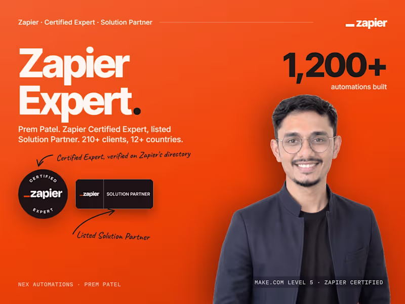 Cover image for Zapier Expert · Certified Solution Partner: Zaps That Hold