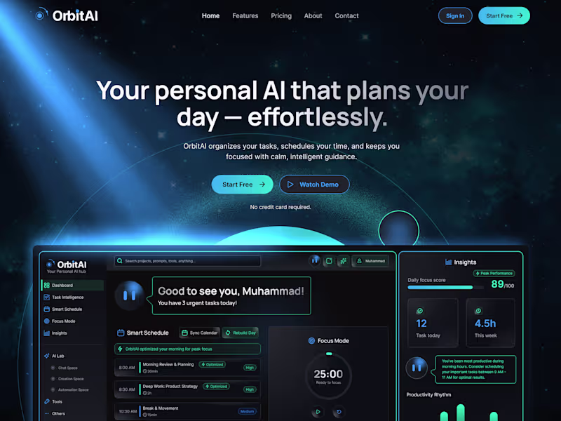 Cover image for OrbitAI — Designing a Calm, Intelligent for Focus and Deep Work
