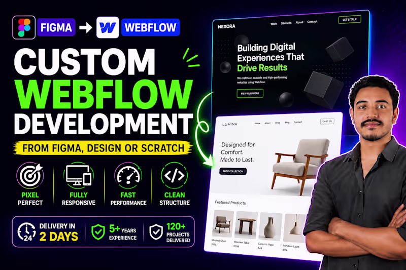 Cover image for I will design, redesign, or develop responsive webflow website