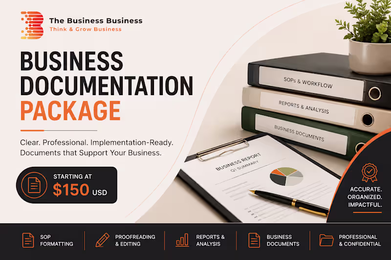 Cover image for Business Documentation & Reporting Support