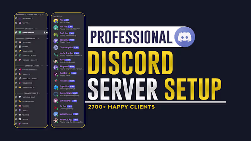 Cover image for Professional Discord Server Setup, Roles, Bots & Community setup